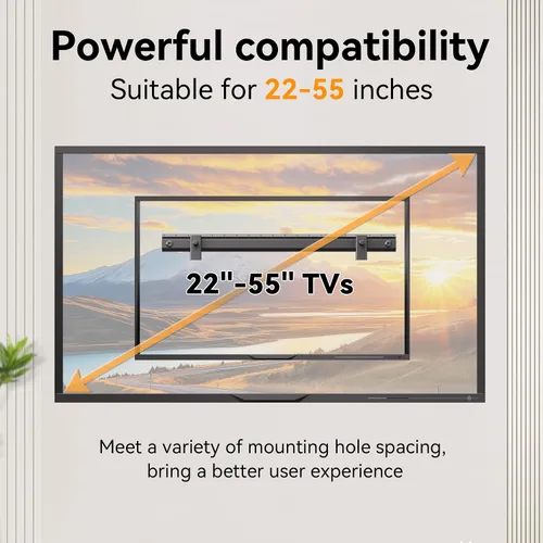 Miniatura 3 de Soporte de pared para TV sin tachuelas, soporte de pared de yeso para TV de 22 a 55 pulgadas, colgador de TV de perfil bajo con carga máxima de 100