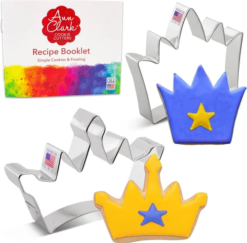 Ann Clark Princess Tiara and Crown - Juego de 2 cortadores de galletas hechos en Estados Unidos