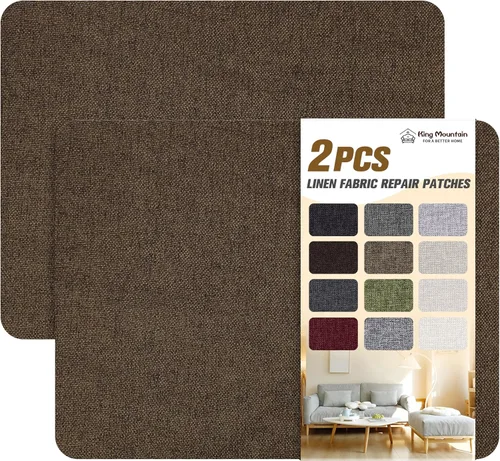 Miniatura 70 de KING MOUNTAIN Parches de reparación de lino fino, tela autoadhesiva, 8 x 11 pulgadas, 2 unidades, multicolor, para sofá de lino (beige)