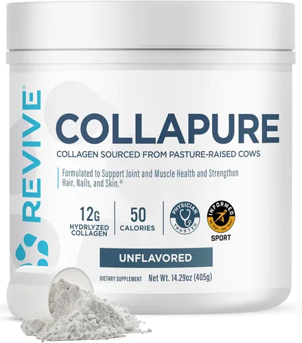 Revive MD CollaPURE - Péptidos de colágeno en polvo para mujeres y hombres, sin sabor, suplementos de colágeno alimentados con pasto tipo I y tipo