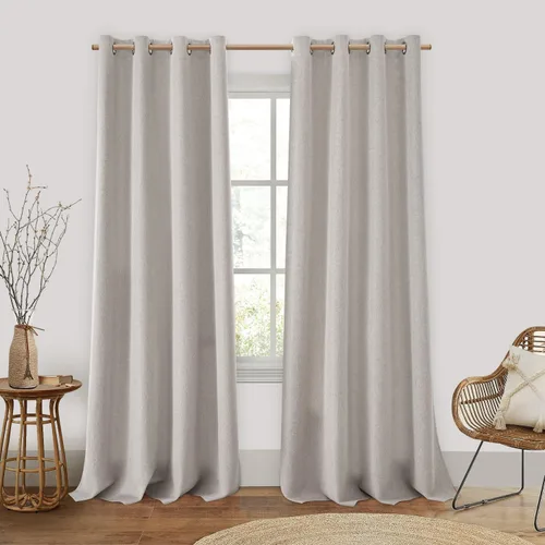 Miniatura 10 de Homeideas Cortinas Rosa Claro 100% Opacas de 84 Pulgadas de Largo, Gruesas Cortinas de Lino Sintético/Mezcla de Lino Texturizadas, Lindas Cortinas