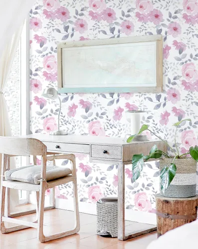 Miniatura 6 de Cohoo Home Papel de contacto floral para despegar y pegar, papel de contacto rosa con flores florales para gabinete, autoadhesivo, extraíble, papel