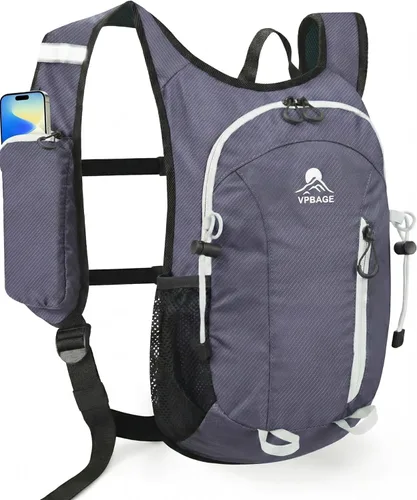 Miniatura 10 de VPBAGE Mochila de senderismo pequeña con soporte frontal para teléfono, mochila plegable con correa de pecho y cintura, Naranja-, Pequeño, Mochilas