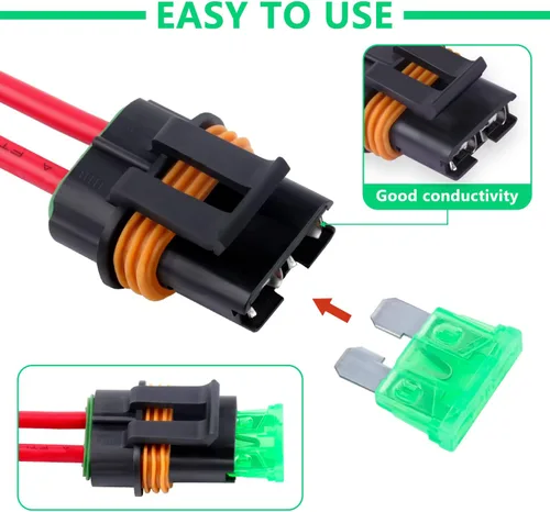 Miniatura 4 de Newdeli Portafusibles en línea impermeables 12V con cubierta Paquete de 6 - Portafusibles en línea para fusible de cuchilla ATO/ATC