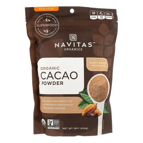 Navitas Naturals Cacao en polvo orgánico crudo de 16 onzas, caja de 6 100 100 orgánicos, sin gluten, sin levadura, sin trigo, vegano