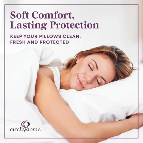 Miniatura 7 de CirclesHome Juego de 12 protectores de almohada estándar con cremallera, 100% algodón, transpirables, protegen las almohadas de la suciedad, el 1