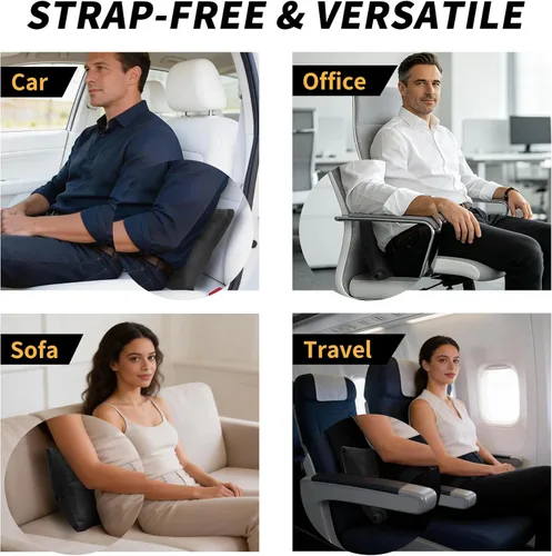 Miniatura 6 de Kwak's Juego de almohada para reposacabezas de automóvil y soporte lumbar para el cuello, ajuste de altura de 2 niveles, funda extraíble lavable