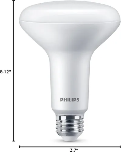 Miniatura 7 de PHILIPS LED Paquete de 4 bombillas BR30 de 100 W, color blanco suave (2700 K) 1400 lúmenes (15 W = 100 W) regulables esmeriladas sin parpadeo