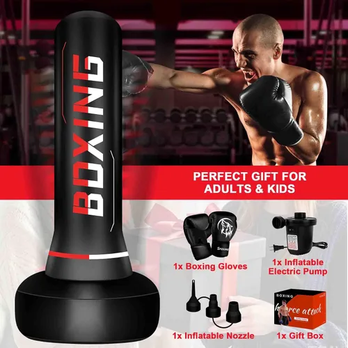 Miniatura 8 de Freestanding Punching Bag for Adult Teens, 70" Heavy Punching Bag with Boxing Gloves and Electric Air Pump for Beginners Kickboxing Training MMA