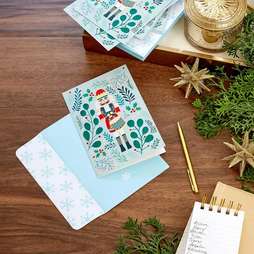 Miniatura 2 de Hallmark Tarjetas de Navidad en caja, cascanueces verdes (16 tarjetas y 17 sobres)
