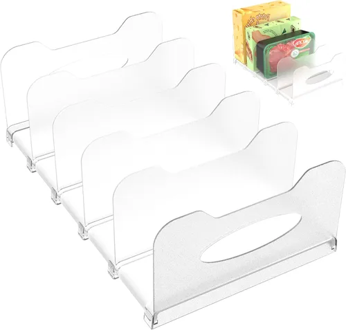 Miniatura 9 de SURETIVIAN Organizador de congelador de 12 pulgadas visible para refrigerador con divisores y asas extraíbles, ajustable libremente, se adapta al