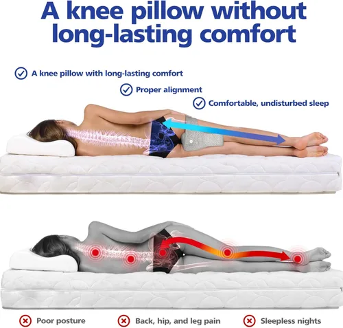 Miniatura 4 de WR - Almohada de rodilla para dormir de lado, almohada de espuma viscoelástica para dormir circulación sanguínea y elevar la alineación