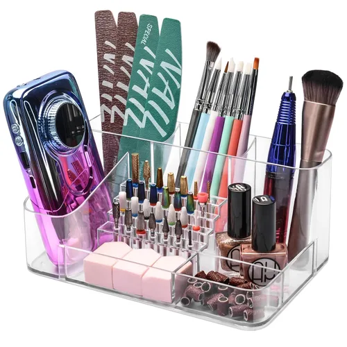 Miniatura 13 de CGBE Organizador para brocas de taladro de uñas, organizador de 28 agujeros para brocas de uñas, organizador profesional de herramientas para uñas