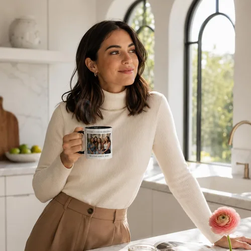 Miniatura 4 de Taza de café personalizada de cerámica de 11 onzas – Añade foto, texto o logotipo Taza de imagen personalizada, impresión a doble cara, apta