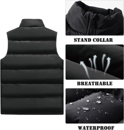 Miniatura 3 de Msmsse Chalecos de invierno para hombre, con forro polar, acolchado, casual, sin mangas