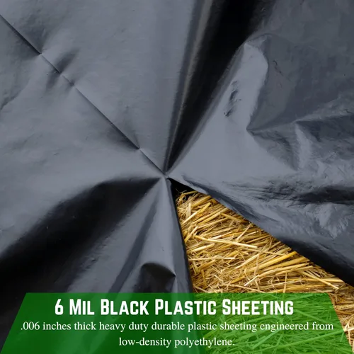 Miniatura 3 de Farm Plastic Supply - Láminas de plástico negro - 6 mil - (40' x 100') - Lona de plástico negra, láminas de plástico de barrera de vapor