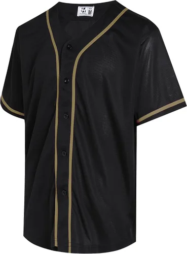Miniatura 30 de Pullonsy Camiseta de béisbol en blanco para hombres y mujeres, camisas de manga corta con botones completos, hip hop, hipster, uniformes deportivos