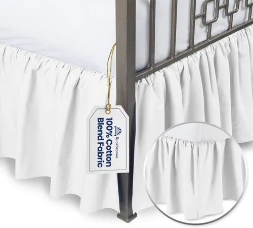 Falda de cama con volantes con esquinas divididas, tamaño King, falda de cama de 14 pulgadas (disponible en 16 colores)