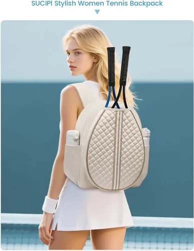 Miniatura 2 de Mochila de tenis Sucipi, mochila de tenis acolchada con bandolera cruzada, bolsas para raquetas de tenis resistentes al agua para mujeres y hombres