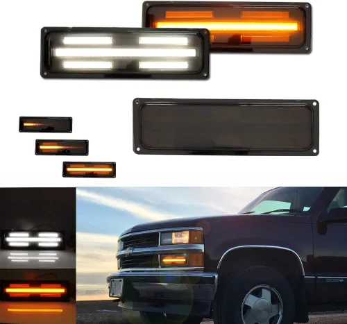 Miniatura 8 de Lente ahumada compatible con GMC Chevy C/K 1500/2500/3500 1995 1996 1997 1998 GMC Chevy C/K 1500/2500/3500 para luces de estacionamiento de esquina