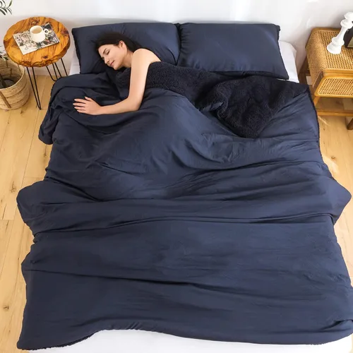 Miniatura 3 de COTTEBED Juego de edredón Queen tamaño con forro de sherpa, juego de edredón de cama con forro de sherpa, ropa de cama esponjosa, edredón lavable