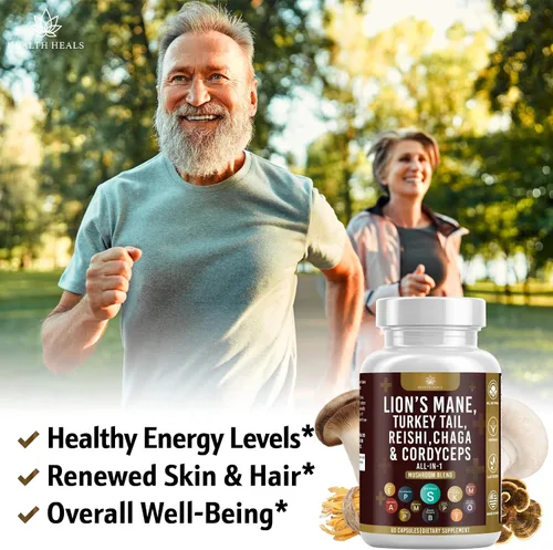 Miniatura 5 de Suplemento de hongos con cola de pavo 2000 mg Reishi 1000 mg Cordyceps Chaga 1000 mg con raíz de malvavisco - 180