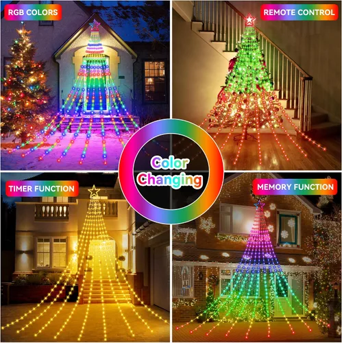 Miniatura 5 de Cadena de Luces de Navidad que Cambian de Color, 335 LED RGB con Control Remoto y Temporizador, Luces de Árbol de Navidad Impermeables