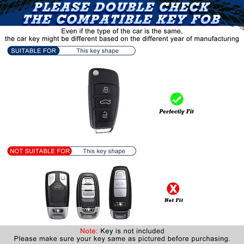 Miniatura 2 de Xotic Tech - Funda protectora de TPU con 3 botones de protección completa para llave sin llave, control remoto, con llavero compatible con Audi A3
