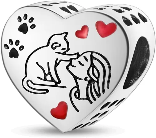 MULA Dijes de plata de ley 925 para pulseras y collares, lindos gatos, perros, elefantes, animales, familia, cuentas, colgantes, joyería para mujer