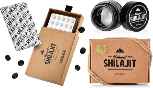 Natural Shilajit Tabletas – 120 unidades, secado al sol 100% puro Shilajit para hombres y resina natural Shilajit – Shilajit para hombres y mujeres