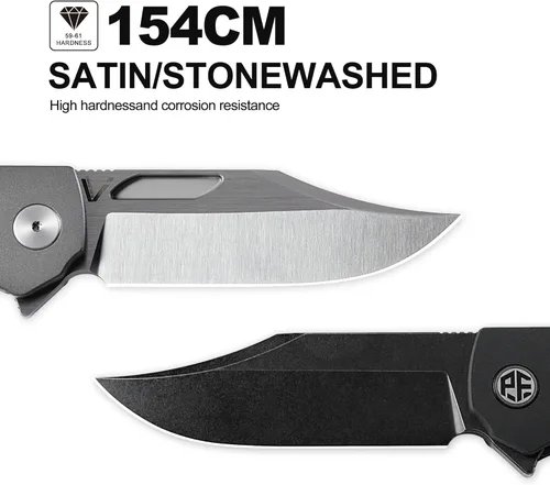 Miniatura 5 de Petrified fish PFP03 Victor, hoja de satén K110 de 3.58", 4.94 oz Micarta Handel Flipper Liner lock Cuchillo plegable