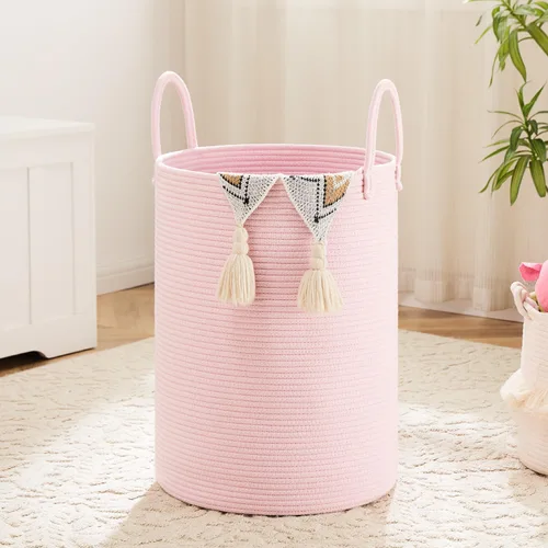 Miniatura 21 de Artfeel - Cesto para la ropa sucia de cuerda de algodón tejida, para guardar ropa sucia, juguetes y mantas en el baño, la habitación del bebé