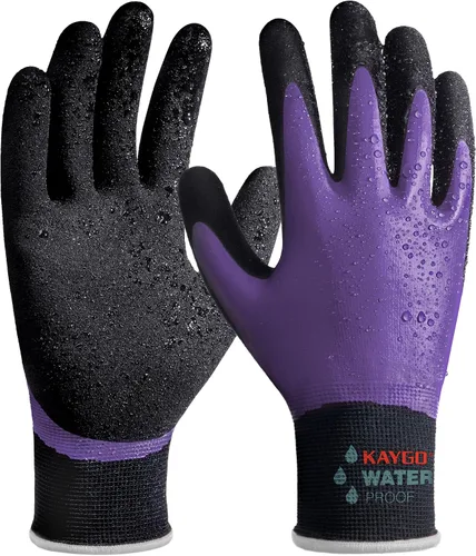 Miniatura 23 de KAYGO Guantes de trabajo impermeables para hombres y mujeres, guantes de trabajo recubiertos de goma antideslizantes para jardín, construcción al