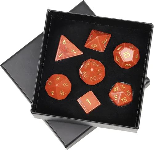 Miniatura 8 de mookaitedecor Juego de 7 dados poliédricos de cristal de ágata india, dados pulidos de piedras pulidas para juegos de mesa RPG MTG decoración