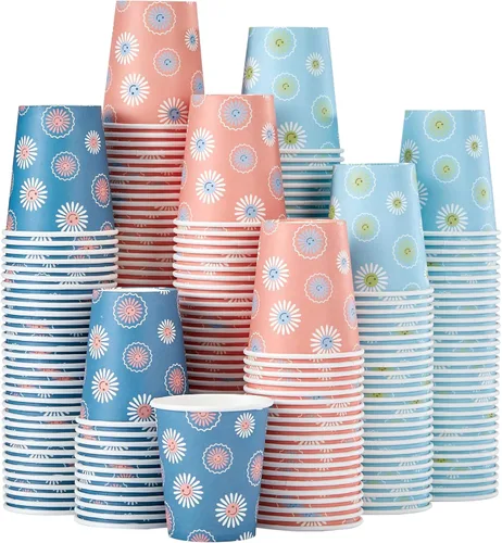 SIUQ Paquete de 300 Vasos de Papel de 5 oz, Vasos de Baño Desechables, Vasos Pequeños para Enjuague Bucal, Mini Vasos para Bebidas Calientes/Frías