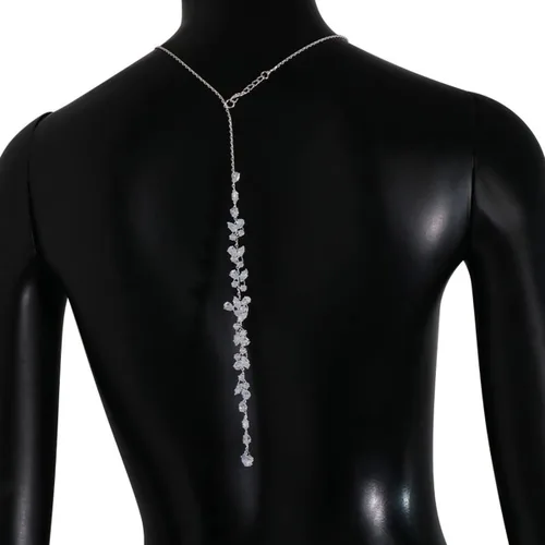 Miniatura 5 de Collar de telón de fondo de circonita cúbica para novia, dama de honor, boda, elegante collar de espalda, cadenas de cuerpo