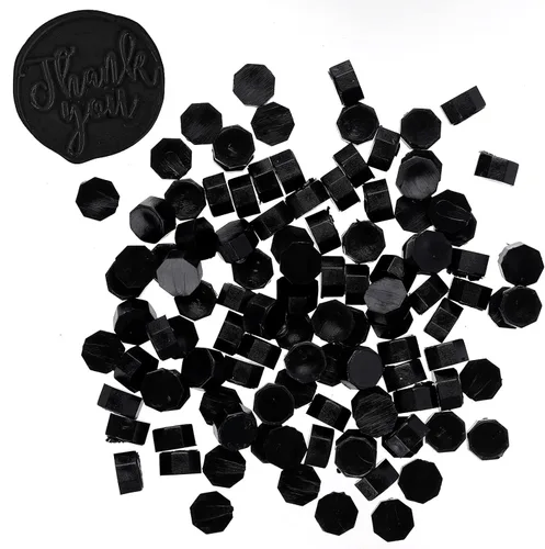 102 cuentas de sello de cera octágona, cuentas de cera de sellado negro premium para letras y certificados, tarjetas del día de San Valentín,