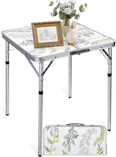 Miniatura 12 de RedSwing Mesa plegable cuadrada pequeña de 2 pies de altura ajustable, mesa de campamento de aluminio ligera y portátil para picnic en interiores