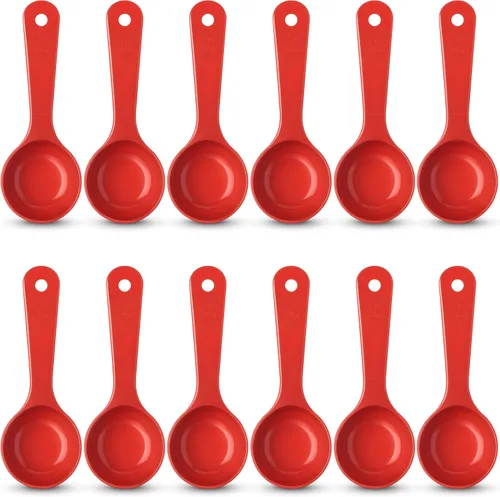 Carlisle FoodService Products Measure Miser - Cuchara medidora sólida con mango corto, 2 onzas, color rojo (paquete de 12)