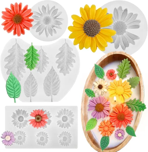 Miniatura 10 de Juego de 3 moldes de vela de peonía para hacer velas, juego de moldes de silicona 3D grandes + medianos + pequeños para fundición de resina epoxi, 3