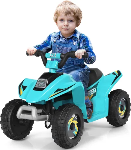 Miniatura 10 de HOMGX - Cuatrimoto para niños, mini cuádruple eléctrico con ruedas antideslizantes, 4 ruedas alimentadas por batería de 6 V para niños con 2 Blanco