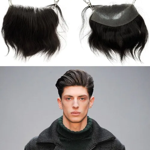 Miniatura 15 de Voloria Tupé de cabello humano 100 % de piel sintética para hombre, peluca frontal para retroceso, sistemas de reemplazo de línea capilar natural