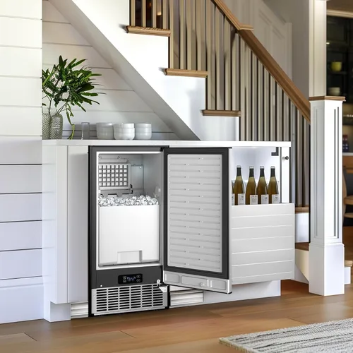 Miniatura 8 de Máquina de hielo integrada, 95 libras/día con contenedor de almacenamiento de 35 libras, 40 cubos en 10 minutos, puerta reversible, máquina de hielo