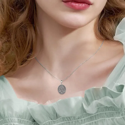 Miniatura 38 de ONEFINITY Collar de plata de ley 925 con diseño de árbol de la vida con colgante de nudo celta de concha de abulón para mujer
