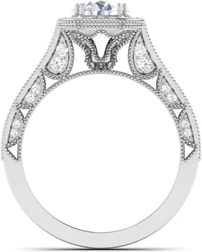 Miniatura 4 de CUSTOMIZE JEWELS Anillo de compromiso redondo de 4.40 quilates con certificación IGI con diamantes creados en laboratorio, con milgrain en oro rosa