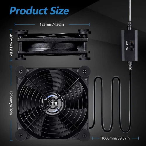Miniatura 2 de SCCCF Ventilador USB silencioso de 4.724 in, ventilador de enfriamiento portátil USB de 5 V para receptor de TV de pantalla plana, router DVR