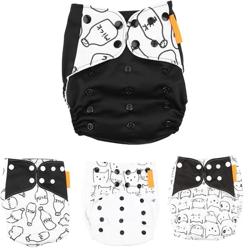 Miniatura 4 de 4 fundas para pañales de bebé, lavables y reutilizables, cómodas, suaves, secas y transpirables, tamaño ajustable (1#)