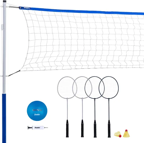 Franklin Sports - Juegos de Voleibol + Bádminton - Juego de Playa + Patio Trasero - Voleibol, Bomba, Raquetas de Bádminton, Volantes, Red + Postes