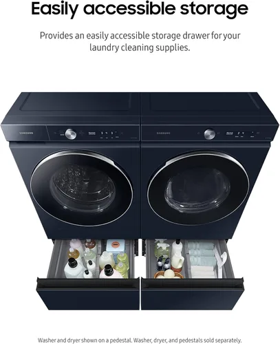 Miniatura 6 de SAMSUNG Pedestal de 27 Pulgadas Bespoke para Lavadora Secadora de Carga Frontal con Cajón de Almacenamiento de Ropa Extraíble, WE502ND, Azul Marino