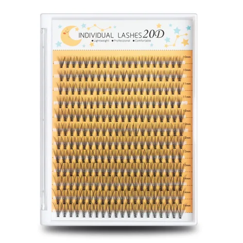 240 extensiones de pestañas individuales, paquete de mezcla de volumen de racimos de pestañas 20D, longitudes de mezcla de 0.394-0.551 in, rizo C,